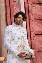 Load image into Gallery viewer, ER SH 103 White Mirror and Hand Work Sherwani For Groom