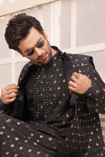 Load image into Gallery viewer, ER MR 21 Black Mirror Embroidery Self Cotton Silk Fabric Kurta Pajama