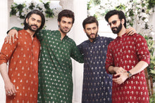 Load image into Gallery viewer, ER MR 22 Blue Mirror  Embroidery Self Cotton Silk Fabric Kurta Pajama