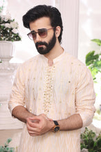 Load image into Gallery viewer, ER MR 23 Gold 2 Mirror Embroidery Self Cotton Silk Fabric Kurta Pajama