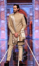 Load image into Gallery viewer, BCW 59 Junaid Sherwani Light Gold Hand Work