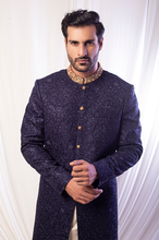 Load image into Gallery viewer, Mid Night Blue Sherwani For Groom