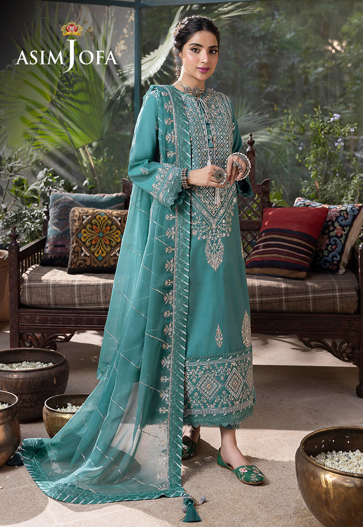 AJSW-28 EMBROIDERED LAWN SILK 3 PCS