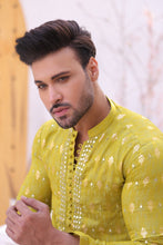 Load image into Gallery viewer, ER MR 44  FLouroscent Self Cotton Silk Fabric Kurta Pajama Mirror Work For Men