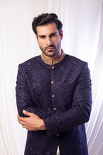 Load image into Gallery viewer, Mid Night Blue Sherwani For Groom