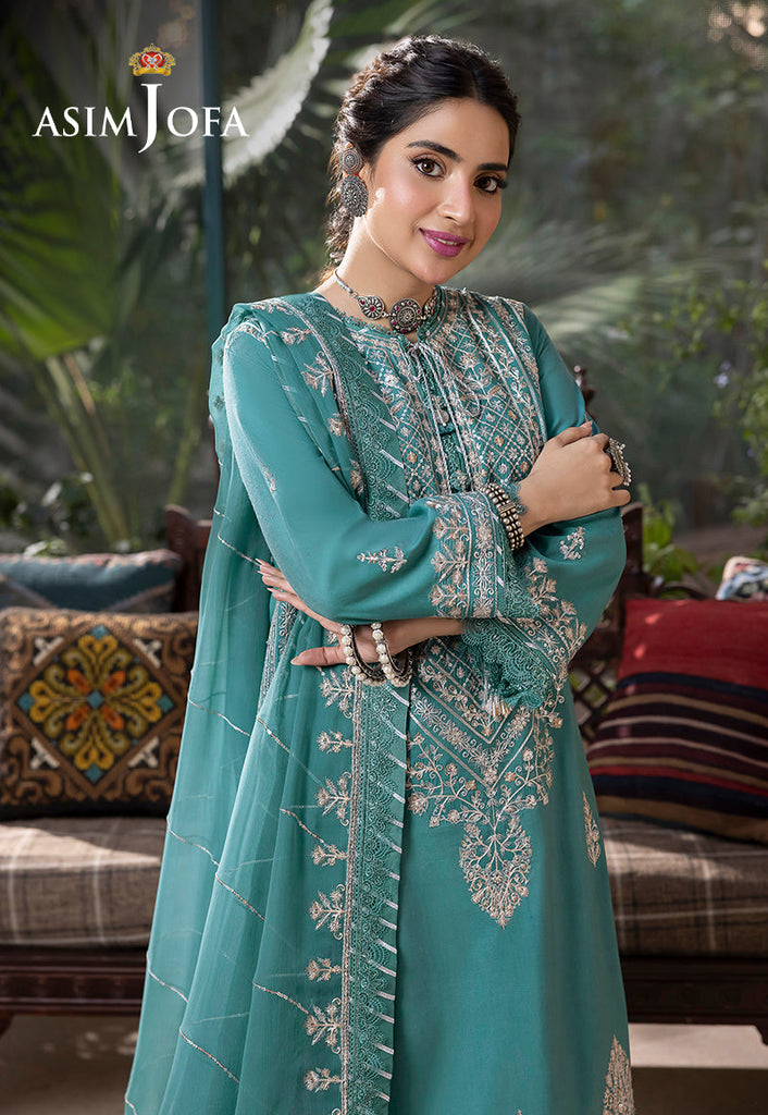 AJSW-28 EMBROIDERED LAWN SILK 3 PCS