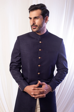 Load image into Gallery viewer, Navy Blue Silk Sherwani