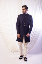 Load image into Gallery viewer, Navy Blue Silk Sherwani