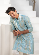 Load image into Gallery viewer, MR 54 Sky Chanderi Kurta Pajama