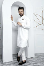 Load image into Gallery viewer, ER 474 White Edge Republic Kurta Pajama For Men with removable Pocket Square