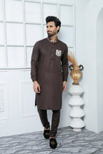 Load image into Gallery viewer, ER 485 Brown Edge Republic Kurta Pajama For Men