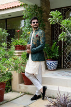 Load image into Gallery viewer, ER 2084 Green Copper EMbroided Front Open Prince Coat wedding