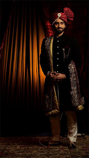 ER Sh -086 Black Sherwani