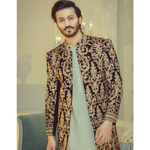 Load image into Gallery viewer, GoldCopper Velvet Embroided Sherwani For Wedding