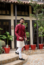 Load image into Gallery viewer, ER 2092 Maroon Groom Prince COat wedding