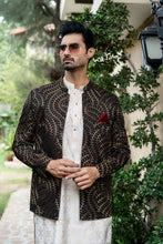 Load image into Gallery viewer, ER 2087 Black Copper Bandh Gala Prince Coat Wedding