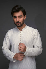 Load image into Gallery viewer, ER 521 White Chicken Kari Style Diagonal Embroided Kurta Pajama