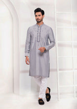 Load image into Gallery viewer, ER EMB 531 Grey Raw silk Mirror Embroidery Kurta Pajama