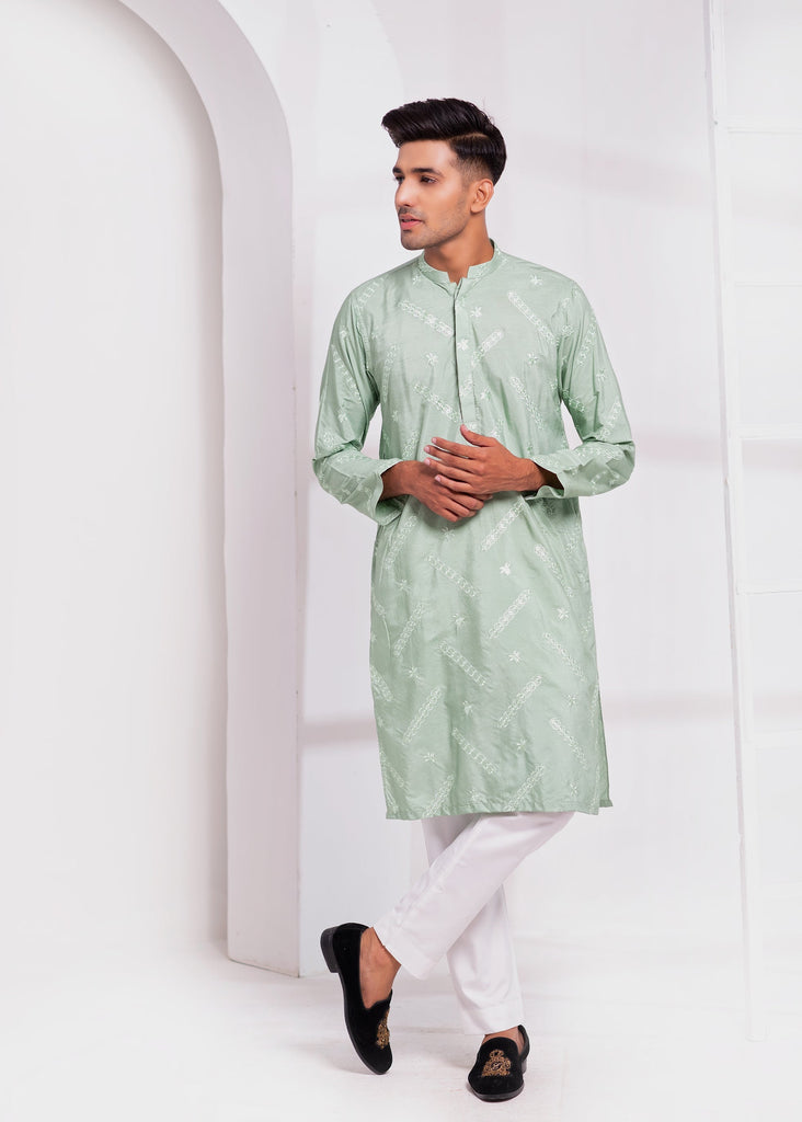 ER EMB 548 Mint green Kurta Pajama Embroided For Mehndi