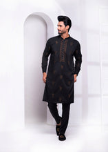 Load image into Gallery viewer, ER EMB 535 EDGE Black Extravaganza Wash N wear With Zari Embroidery Kurta Pajama