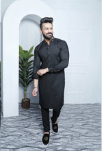 Load image into Gallery viewer, ER 455 Black Gold Edge Republic Kurta Pajama For Men