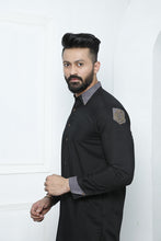 Load image into Gallery viewer, ER 487 Black Cut Collar Edge Republic Kurta Pajama For Men