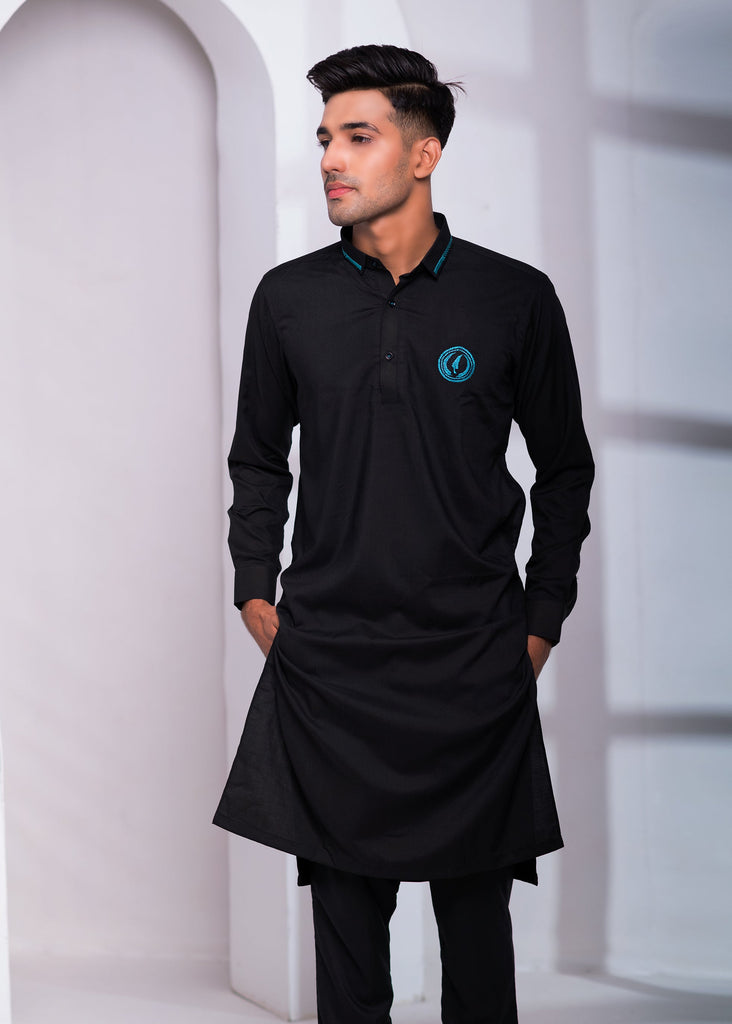 ER 543  EDGE REPUYBLIC Kurta Pajama Signature Logo with Collar EMb