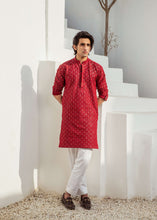 Load image into Gallery viewer, CK 729 Red Chanderi Kurta Pajama