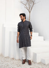 Load image into Gallery viewer, CK 721 Grey ChickanKari Kurta Pajama For Men