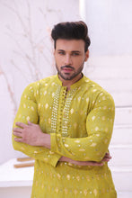 Load image into Gallery viewer, ER MR 44  FLouroscent Self Cotton Silk Fabric Kurta Pajama Mirror Work For Men