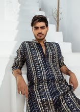 Load image into Gallery viewer, MR 59 Navy Chanderi Kurta Pajama