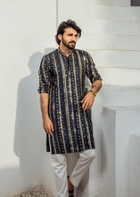 Load image into Gallery viewer, MR 55 Navy Chanderi Kurta Pajama