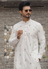 Load image into Gallery viewer, ER Wh532 White kurta pajama with simple motifs FOr men