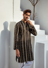 Load image into Gallery viewer, MR 56 Black Chanderi Kurta Pajama