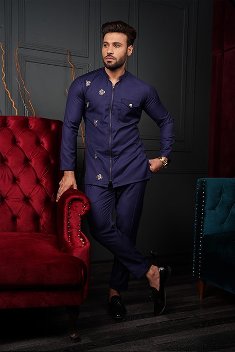 ER 616 Navy Blue Men's Co Ord Set Summer