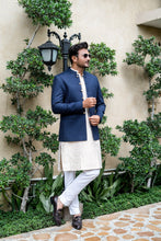 Load image into Gallery viewer, ER 2081 Navy Blue Nehru Jacket Front Open Wedding Prince Coat