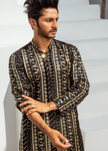 Load image into Gallery viewer, MR 60 Black Chanderi Kurta Pajama