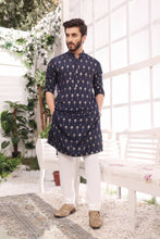 Load image into Gallery viewer, ER MR 22 Blue Mirror  Embroidery Self Cotton Silk Fabric Kurta Pajama