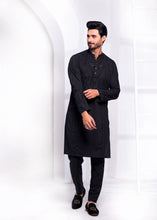 Load image into Gallery viewer, ER EMB 539 Black Uber Wash N wear With Resham Embroidery Kurta Pajama