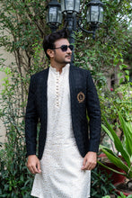 Load image into Gallery viewer, ER 2088 Black Front Open Prince Coat wedding