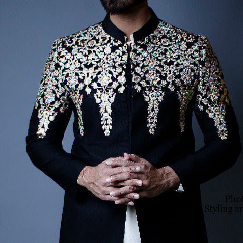 ER PC 2049 Gold Black Chest Embroidery Prince Coat