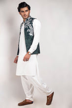 Load image into Gallery viewer, ER WC 1010 Green Silver embroided Waist Coats