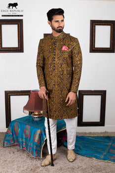 Groom Bluish Copper Royal Sherwani