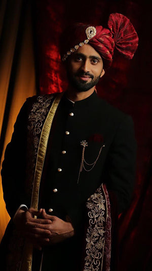 ER Sh -086 Black Sherwani