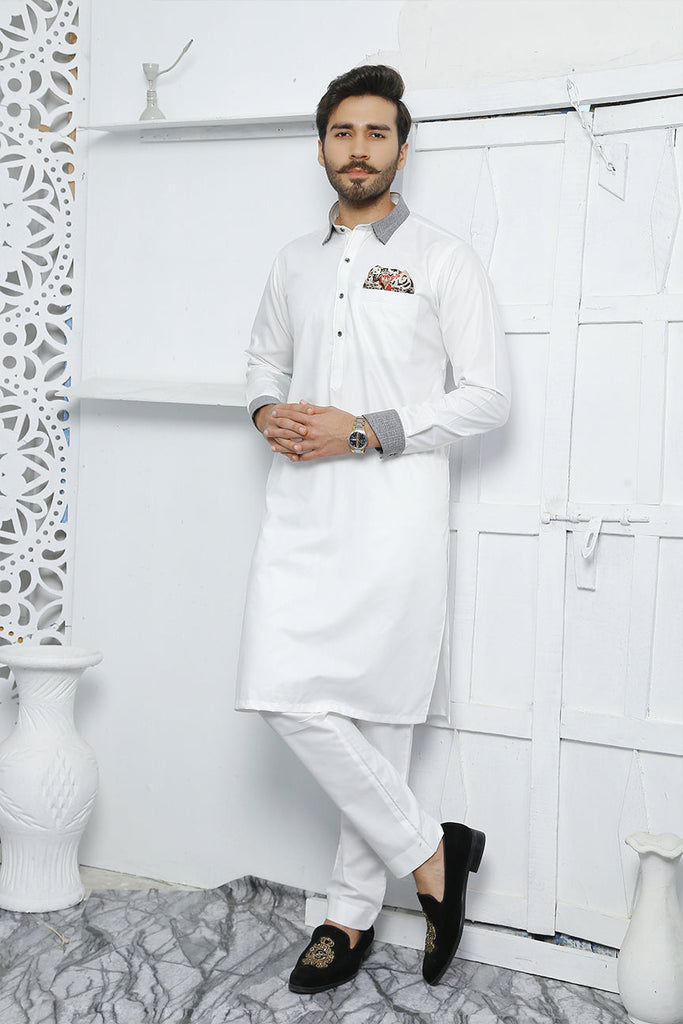 ER 462 White Edge Republic Kurta Pajama For Men