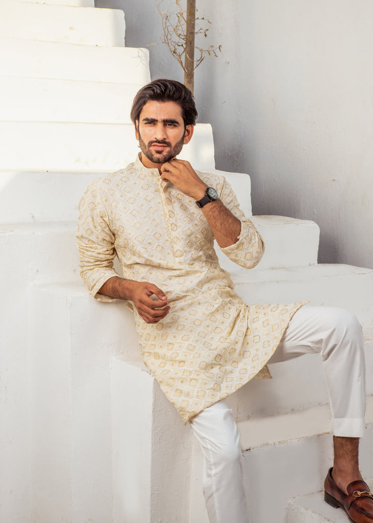 CK 728 Ivory Chanderi Kurta Pajama