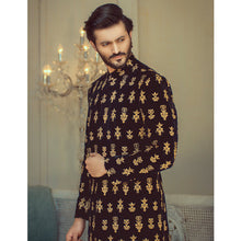 Load image into Gallery viewer, Velvet Navy Blue Sherwani Of The Elite