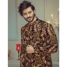 Load image into Gallery viewer, Inmitable Velvet Crafted Embroidery Sherwani For Men