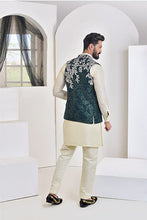 Load image into Gallery viewer, ER WC 1017 Green Silver embroided Waist Coat