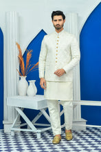 Load image into Gallery viewer, ER PC 2025 White Jamawar Boti Work Prince Coat